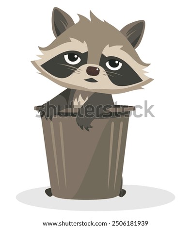 Trash Panda. Flat Vector Illustration