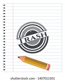 Trash pencil draw. Vector Illustration. Detailed.