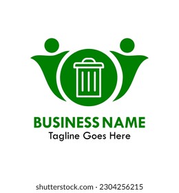 Trash with people design logo template illustration