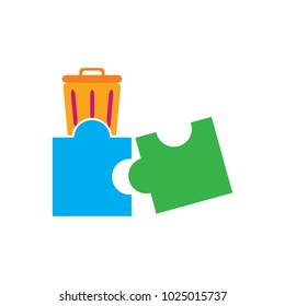 Trash Puzzle Logo Icon Design