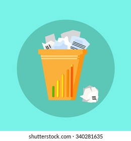 Trash Recycle Bin Garbage Flat Vector Illustration