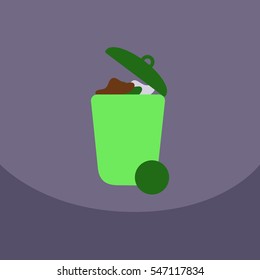 Trash Recycle Bin Garbage Flat Vector Illustration