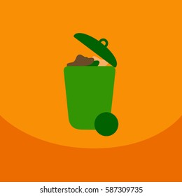Trash Recycle Bin Garbage Flat Vector Illustration