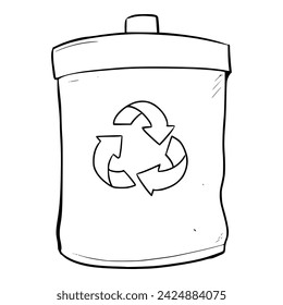 trash recycle bin outline hand drawn illustration	
