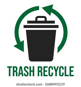 Papelera de reciclaje plana minimalista diseño de logotipo