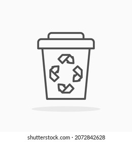 Icono de Reciclaje de papelera. Estroque editable y píxel perfecto. Estilo de esquema. Ilustración vectorial. Disfruta de este icono para tu proyecto.