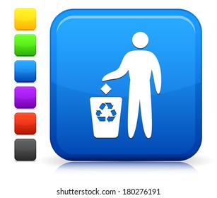 Trash Recycle Icon on Square Internet Button Collection