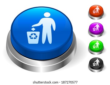 Trash Recycle Icons on Round Button Collection