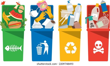 trash recycle for sorting garbage illustration vector