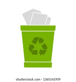 trash Recycle symbol vector green cycle on a white background. Recycle sign. Recycle symbol clip