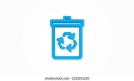 icono de color plano de 3d línea de reciclaje de basura. Ilustración vectorial realista. Pictograma aislado. Vista superior. Colorido diseño de sombra transparente.
