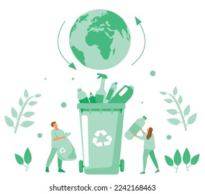 Reciclaje de residuos Vector de conjunto plano Pro