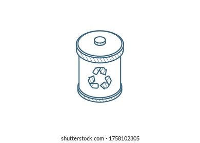 trash recycling isometric icon. 3d vector illustration. Isolated line art technical drawing. Editable stroke