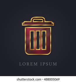 Trash Red Ruby with Golden Frame Precious Jewellery Icon / Logo Design