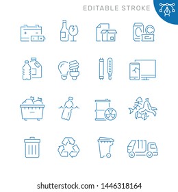 Trash Related Icons. Editable Stroke. Thin Vector Icon Set