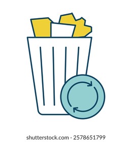 Trash Removal – Trash Can and Waste Disposal Representing Efficient Waste Management for a Cleaner Home, Office, or Commercial Environment. Vector illustration.