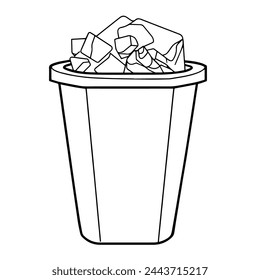 Trash rubbish bin outlined vector icon, perfect for environmental graphics.