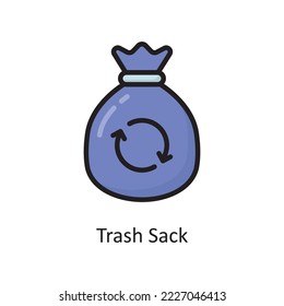 Trash Sack Vector Filled Outline Icon Design illustration. Housekeeping Symbol on White background EPS 10 File