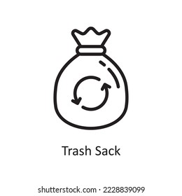 Trash Sack Vector Outline Icon Design illustration. Housekeeping Symbol on White background EPS 10 File
