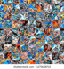 Trash seamless texturewith chess pattern. Abstract vector background for web page, banners backdrop, fabric, home decor, wrapping