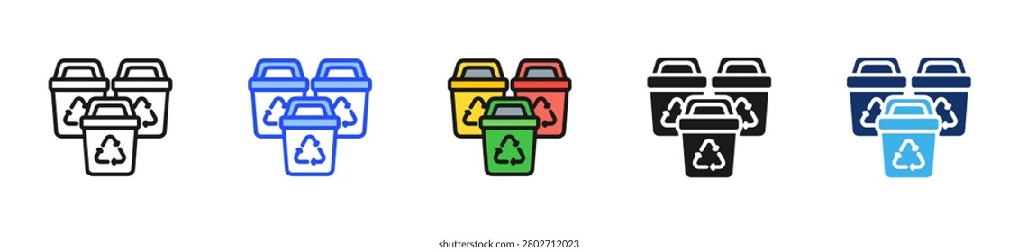 Trash Segregation Icon Collection With Multiple Styles