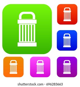 Trash set icon in different colors isolated vector illustration. Premium collection