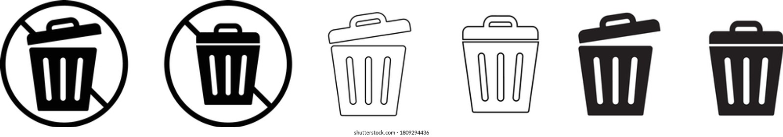 trash set vector icon, delete icon