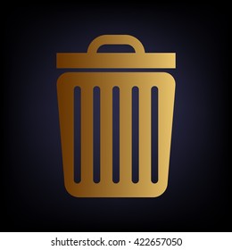 Trash sign. Golden style icon