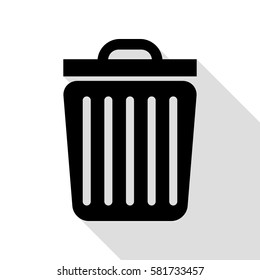Trash sign illustration. Black icon with flat style shadow path.