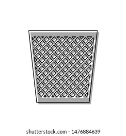 Trash sign illustration. Black line icon with gray shifted flat filled icon on white background. Illustration.