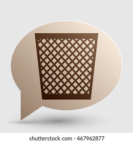 Trash sign illustration. Brown gradient icon on bubble with shadow.