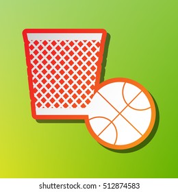 Trash sign illustration. Contrast icon with reddish stroke on green backgound.