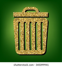Trash sign illustration. Golden icon