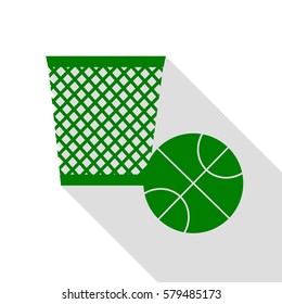 Trash sign illustration. Green icon with flat style shadow path.
