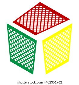 Trash sign illustration. Isometric style of red, green and yellow icon.