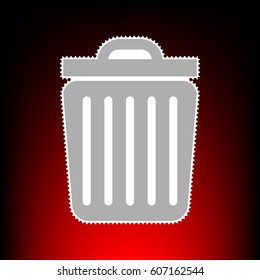 Trash sign illustration. Postage stamp or old photo style on red-black gradient background.