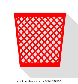 Trash sign illustration. Red icon with flat style shadow path.
