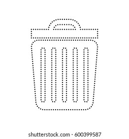 Trash sign illustration. Vector. Black dotted icon on white background. Isolated.