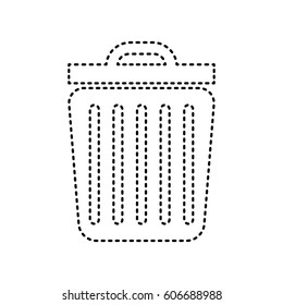 Trash sign illustration. Vector. Black dashed icon on white background. Isolated.