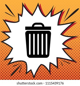 Trash sign illustration. Vector. Comics style icon on pop-art background.