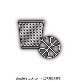 Trash sign illustration. Vector. Double contour black icon with soft shadow at white background. Isolated.