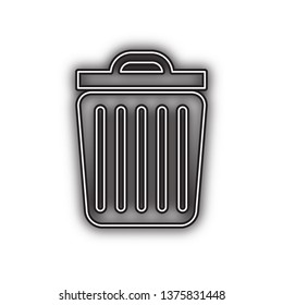Trash sign illustration. Vector. Double contour black icon with soft shadow at white background. Isolated.