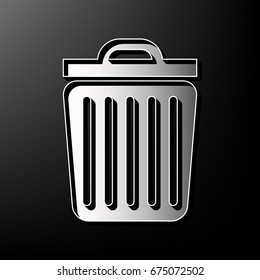 Trash sign illustration. Vector. Gray 3d printed icon on black background.