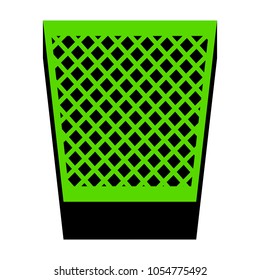 Trash sign illustration. Vector. Green 3d icon with black side on white background. Isolated.