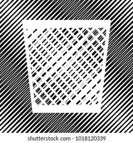 Trash sign illustration. Vector. Icon. Hole in moire background.