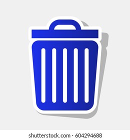 Trash sign illustration. Vector. New year bluish icon with outside stroke and gray shadow on light gray background.