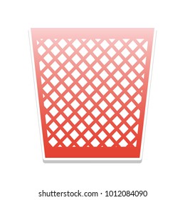 Trash sign illustration. Vector. Reddish icon with white and gray shadow on white background. Isolated.