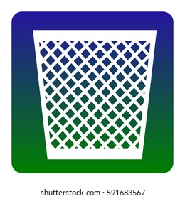 Trash sign illustration. Vector. White icon at green-blue gradient square with rounded corners on white background. Isolated.