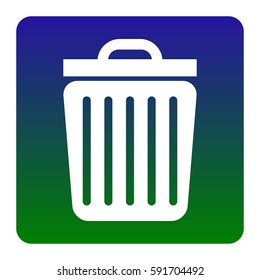 Trash sign illustration. Vector. White icon at green-blue gradient square with rounded corners on white background. Isolated.
