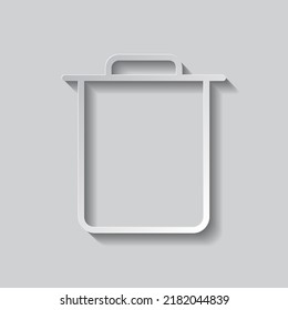 Trash simple icon vector. Flat design. Paper style with shadow. Gray background.ai